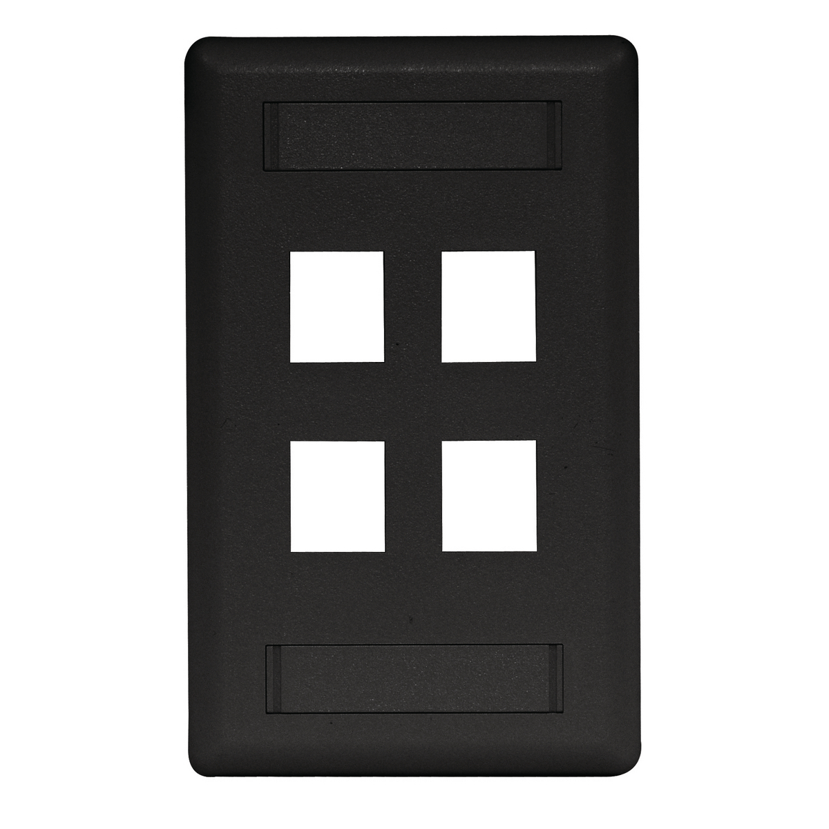 IFP14BK Molded Rear Load Standard Keystone Faceplate, 1 Gangs, 4 Ports, Phone/Data/Multimedia Module, Fastened Mount, High-Impact Thermoplastic