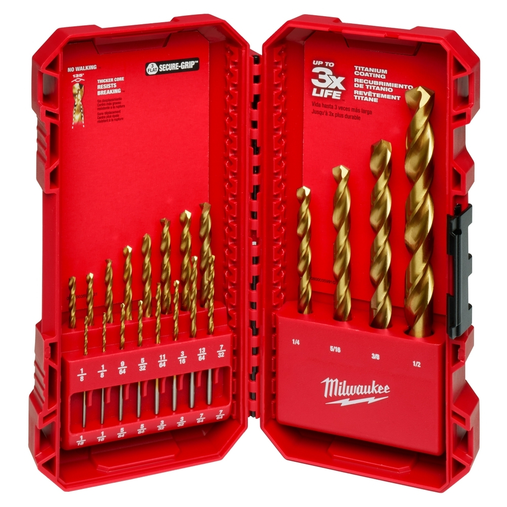 48-89-1105 Thunderbolt Drill Bit Set, 20 Pieces, HSS, Titanium Coated