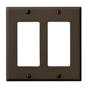 80409 Decora Standard Size Wall Plate, 2 Gangs, 4.56 in W x 4.5 in H, Thermoset, Brown