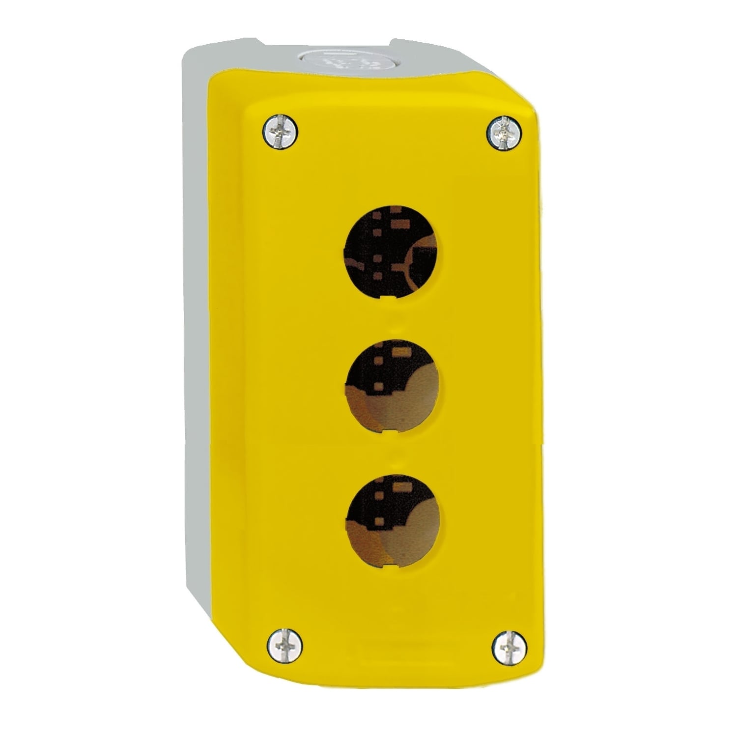 XALK03 Harmony 3-Cut-Out Empty Control Station, For Use With XB5 Series 22 mm Dia Control and Signalling Units, NEMA 4X/13 NEMA Rating, -40 to 158 deg F, Polycarbonate, Light Gray/Yellow