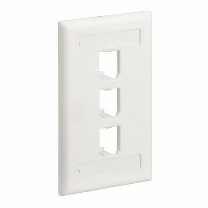 CFPL3IWY Mini-Com PanNet Classic Series Flat Vertical Faceplate, 1 Gangs, 3 Ports, Mini-Com Module, Fastened Mount, ABS