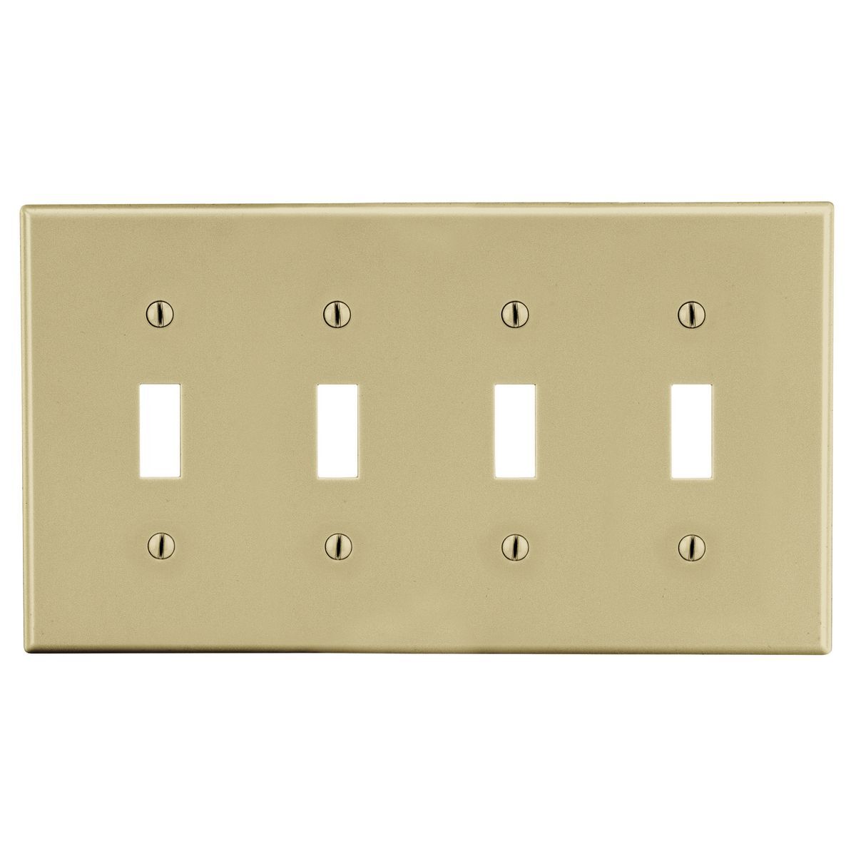 PJ4I Mid-Size Non-Metallic Wall Plate, 4 Gangs, 8.56 in W x 4.88 in H, Polycarbonate Thermoplastic, Ivory