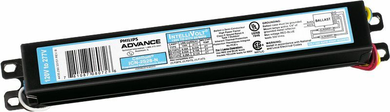 ICN2S54N35I Advance Centium Electronic Fluorescent Ballast, 54 W Lamp, 120 to 277 V AC, Programmed, 1 Ballast Factor