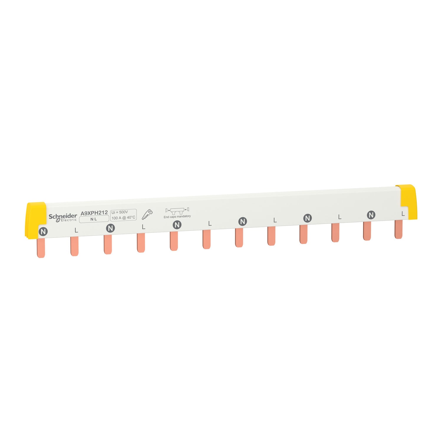 A9XPH212 Acti 9 12-Pole Cuttable Insulated Combination Busbar, 220 mm W, 100 A