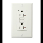 20 Amp, 125 Volt, Phase X Shallow Non-Tamper Resistant GFCI Receptacle, Feed-Through, Lighted, Nylon Wallplate, White