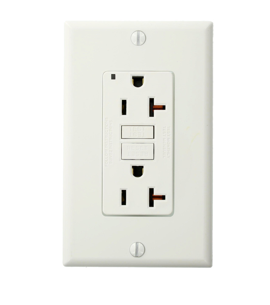 N7899-W SmartlockPro Duplex GFCI Receptacle, 125 VAC, 20 A, 2 Poles, 3 Wires, White