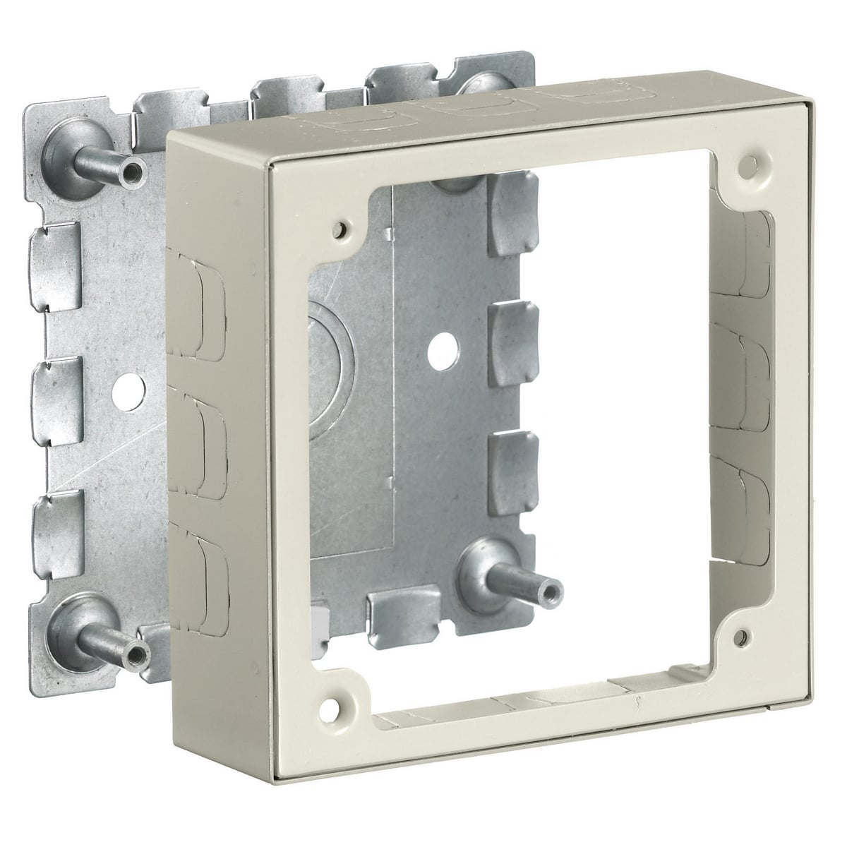HBL5752IVA 2-Gang Standard Alarm Device Box With 1/2 in NPT Knockout, 4.6 in L x 4.6 in W x 1.4 in H, Rolled Steel, Ivory