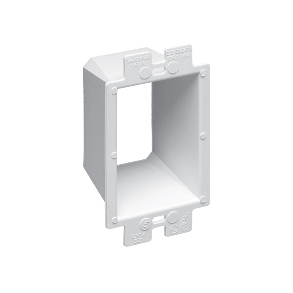 BE1BAG Box Extender With (2) #6 x 2 in Long Screws, 1 Gang, 4.188 in L x 2.313 in W, Plastic