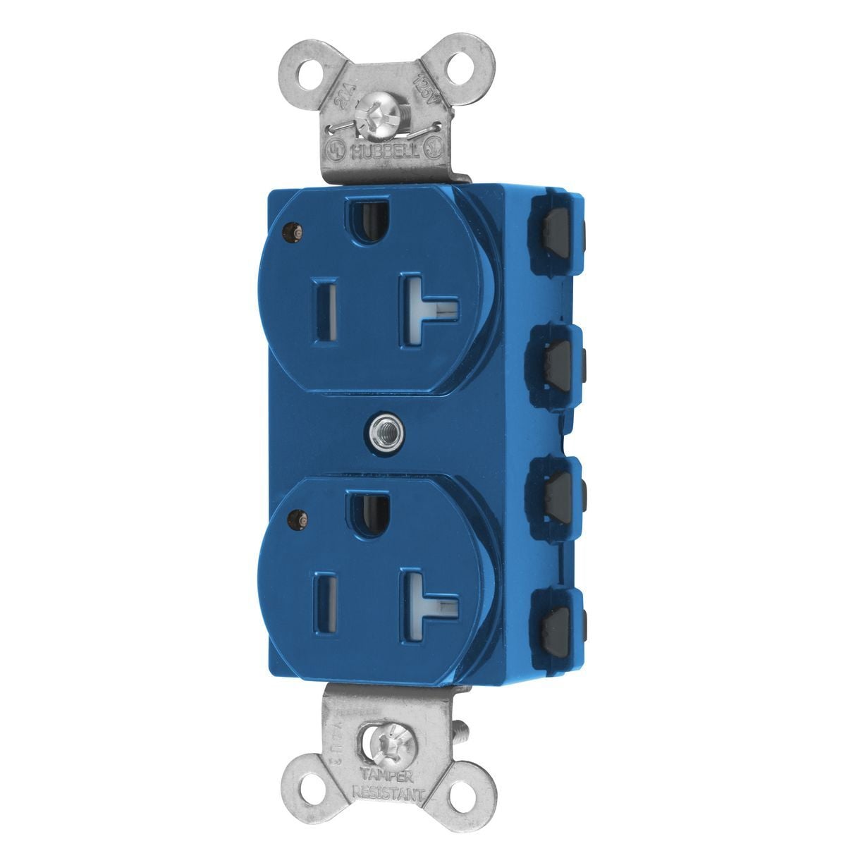 SNAP5362BLLTRA Duplex Extra Heavy Duty Tamper-Resistant Traditional Straight Blade Receptacle With Power Indicating LED, 125 V AC, 20 A, 2 Poles, 3 Wires, Blue
