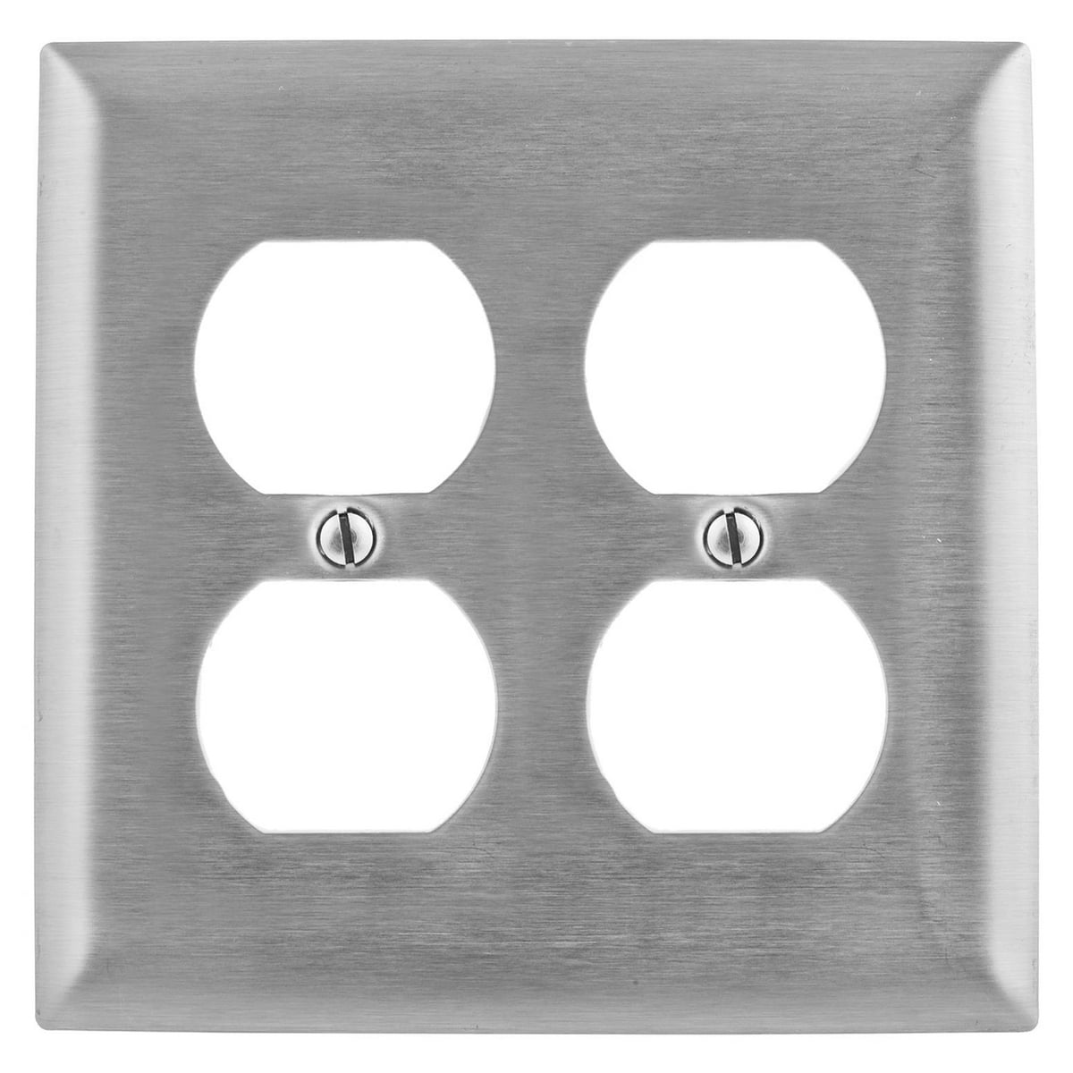 SS82 Non-Magnetic Standard Wall Plate, 2 Gangs, 4.6 in W x 4.5 in H, Stainless Steel, Metallic