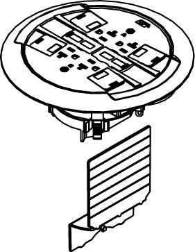 881RC4ATCBK Multi-Service Non-Metallic Floor Box Cover Kit, PVC, 4 Outlets