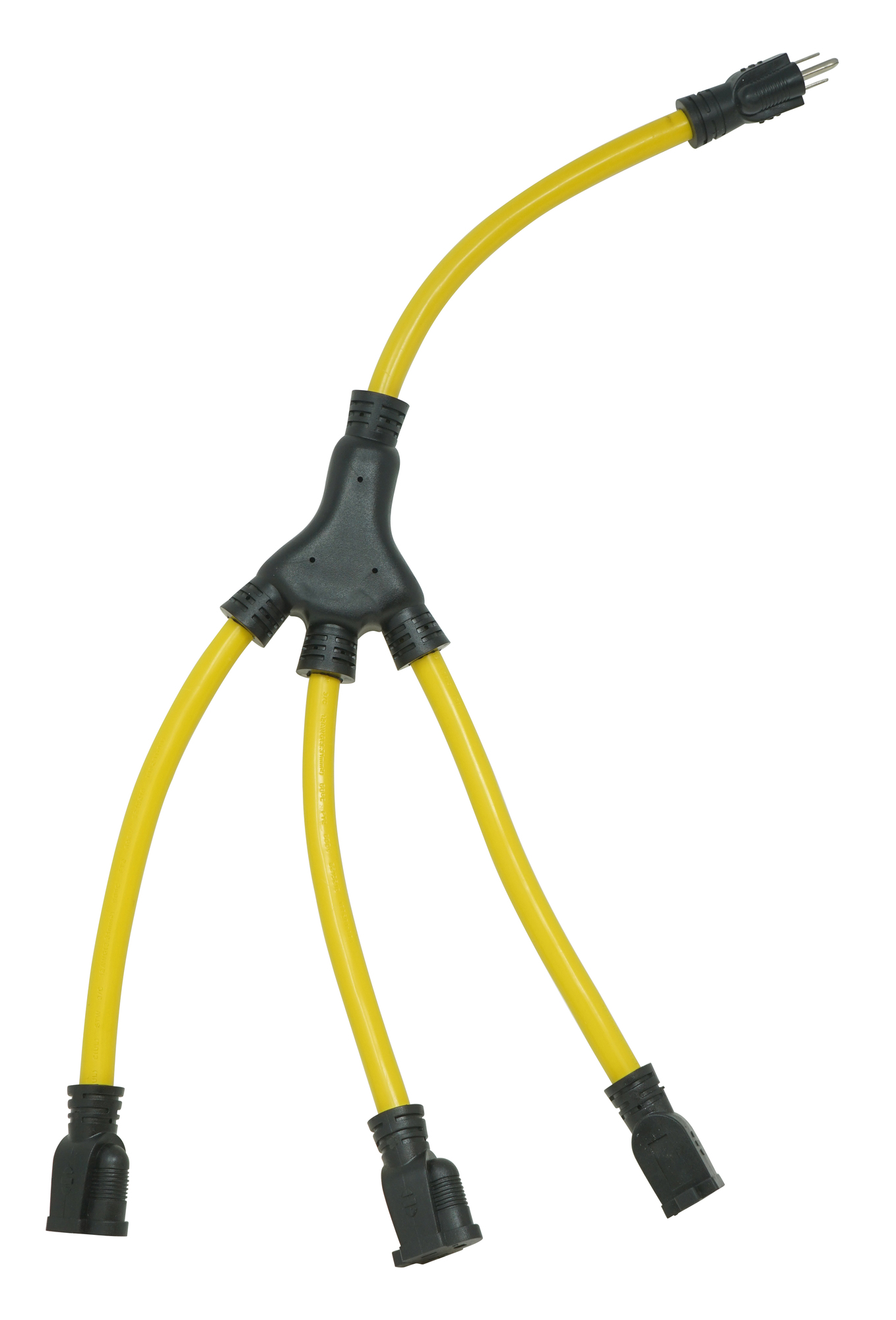 090198802 Type STW Extension W Adapter, 125 V AC, 15 A, 3 Outlets, 2 ft L Cord