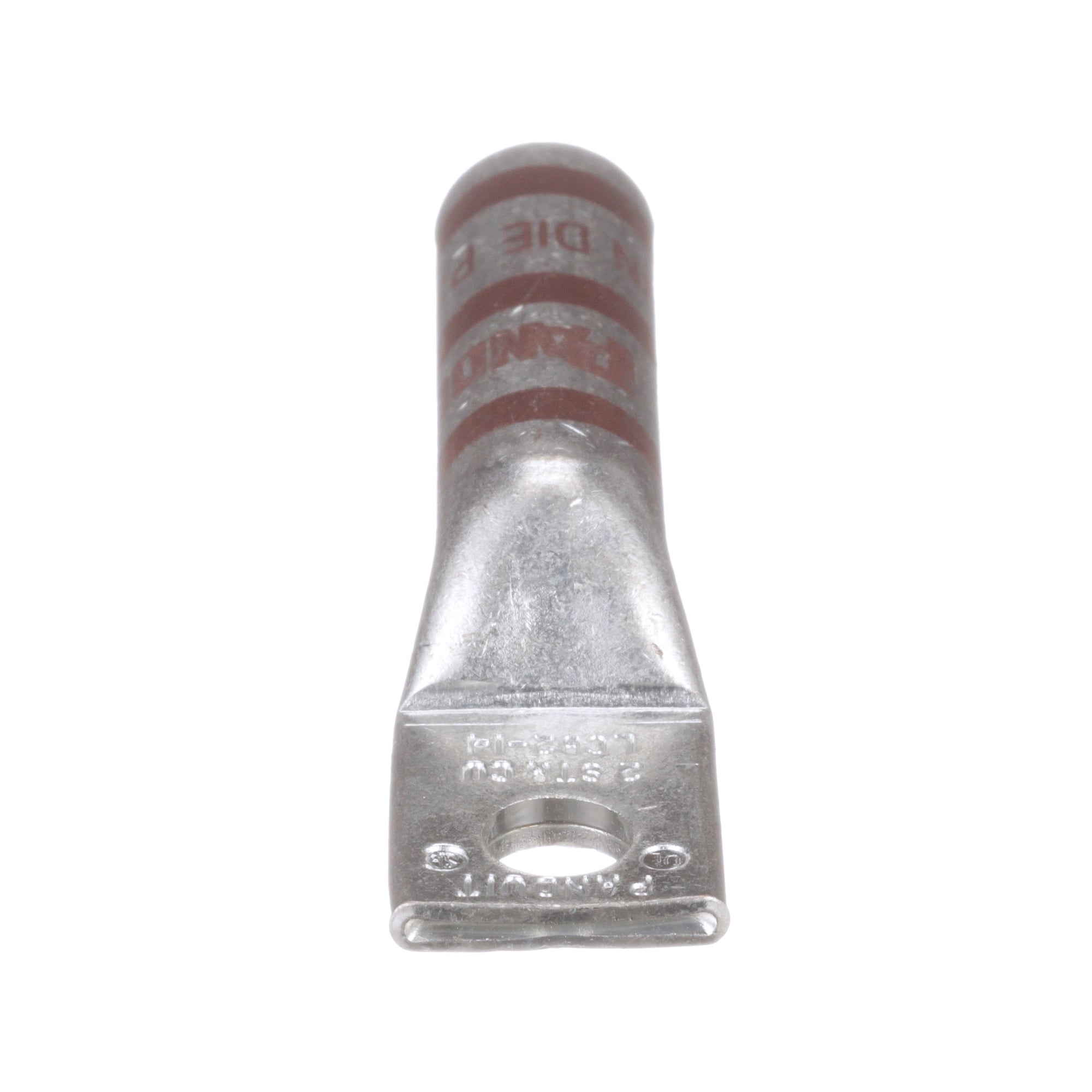 LCB2-14-Q Pan-Lug 1-Hole Compression Connector Lug, 2 AWG Copper/Stranded Conductor, Die Code: P33, 1/4 in Stud, Tin Plated Copper