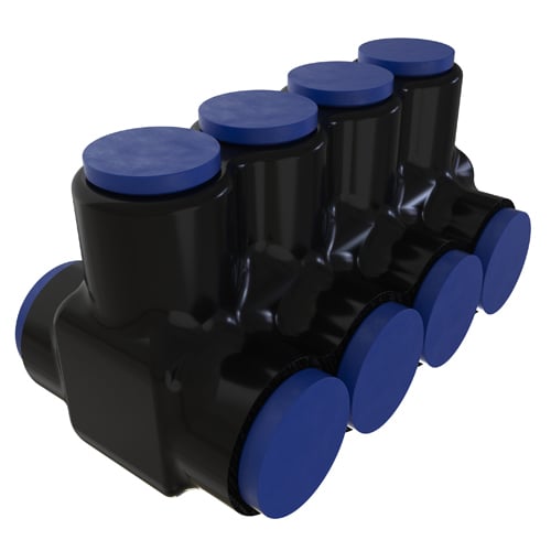 PBTD-4-500-F NIMBUS4FLEX 4-Port Type PBTF Single Sided Entry Insulated Multi-Tap Connector, 4 AWG to 600 kcmil Aluminum/Flex Copper Conductor