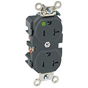 8300-HIJ 1-Phase Duplex Heavy Duty Straight Blade Receptacle, 125 VAC, 20 A, 2 Poles, 3 Wires, Ivory