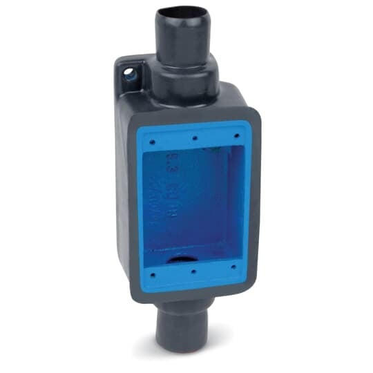 FDC3-G Ocal Type FDC Deep Style Feed-Through Device Box, Iron, 1 Gang, 2 Outlets, 2 Knockouts