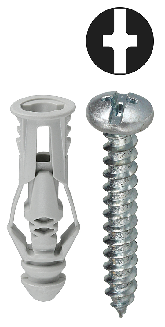 TG8KTP Hollow Triple Grip Wall Anchor Kit, 201 Pieces, Nylon