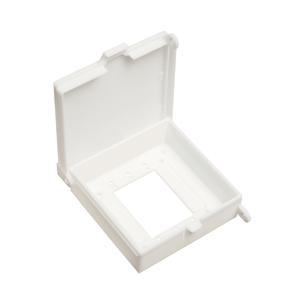 Weatherproof non metallic keypad enclosure. With paintable white cover. Inside dimensions 5"x5"x1-1/2"