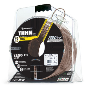 105100808055 PullPro Copper THHN Wire, 12 AWG, Solid, Brown, 1250 ft