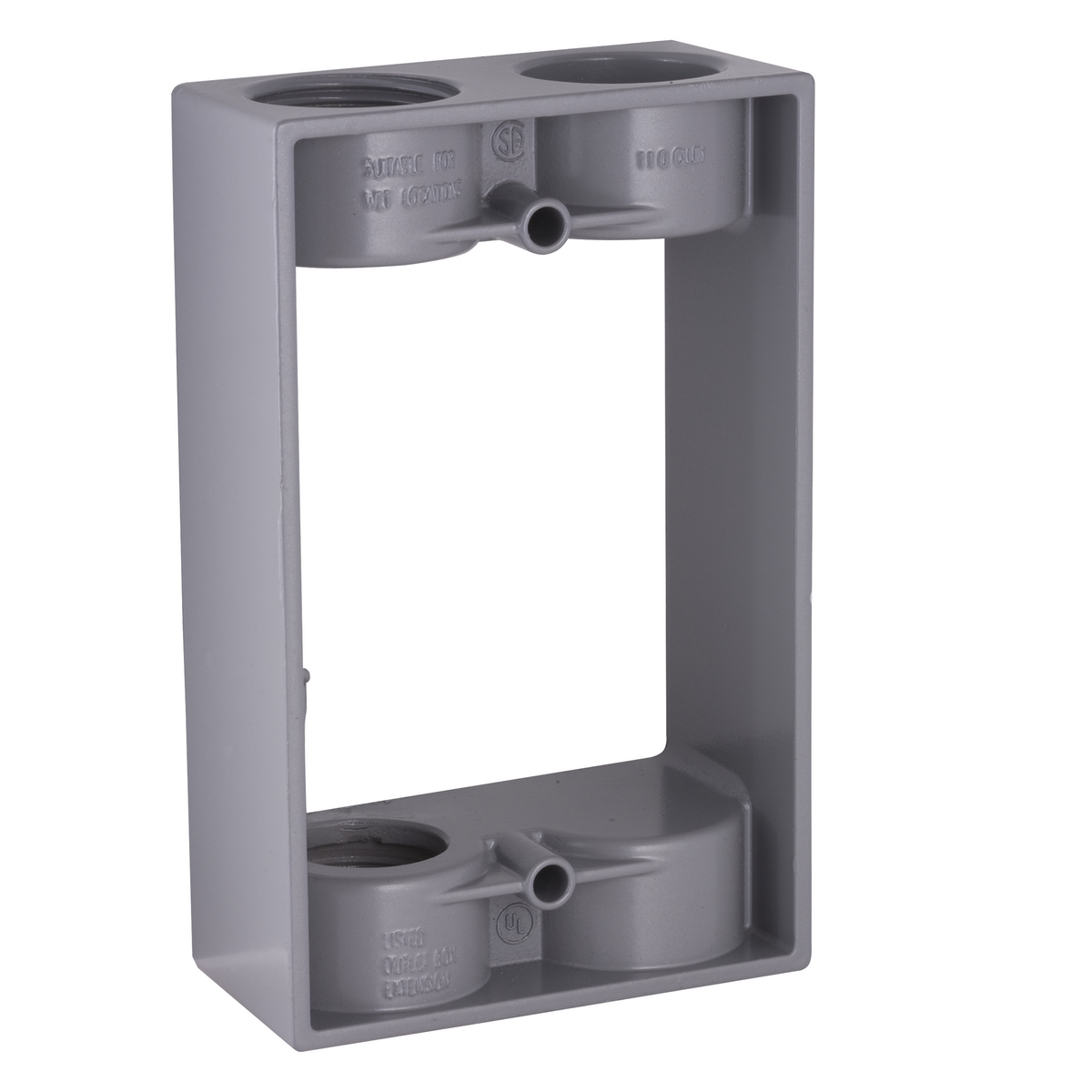 5403-0 Weatherproof Extension Adapter With Lug, 1 Gang, 4-9/16 in L x 2.844 in W x 1-3/8 in D, Die Cast Aluminum