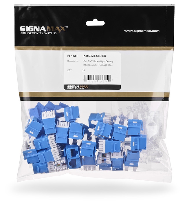 Cat 6 MT-Series Unscreened Keystone Jack, Blue, 25-PK