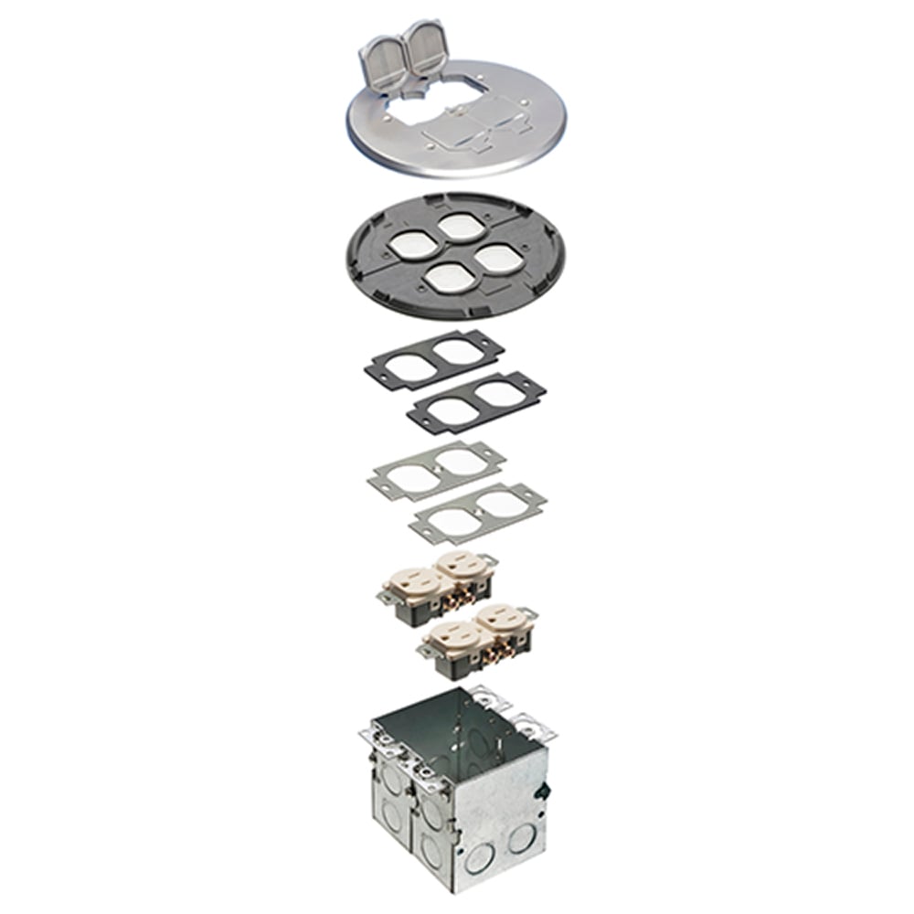 FLB6240NL Combination Floor Box Kit, Plastic/Steel, 2 Gangs