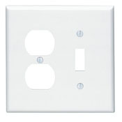 80505-W Midway Size Combination Wall Plate, 2 Gangs, 3-1/8 in W x 4-7/8 in H, Thermoset, White