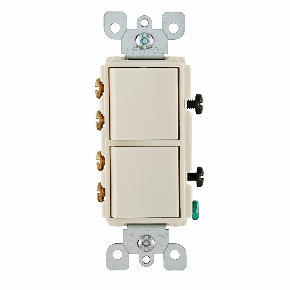 5643-T Decora 3-Way Dual Combination Switch, 15 A, 120/277 V AC, 1/2 hp/2 hp, 60 Hz