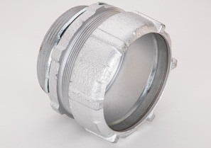 3008 Bridgeport Concrete Tight Compression Connector, 3-1/2 in Trade, For Use With Rigid/IMC Conduit, Malleable Iron, Zinc Plated