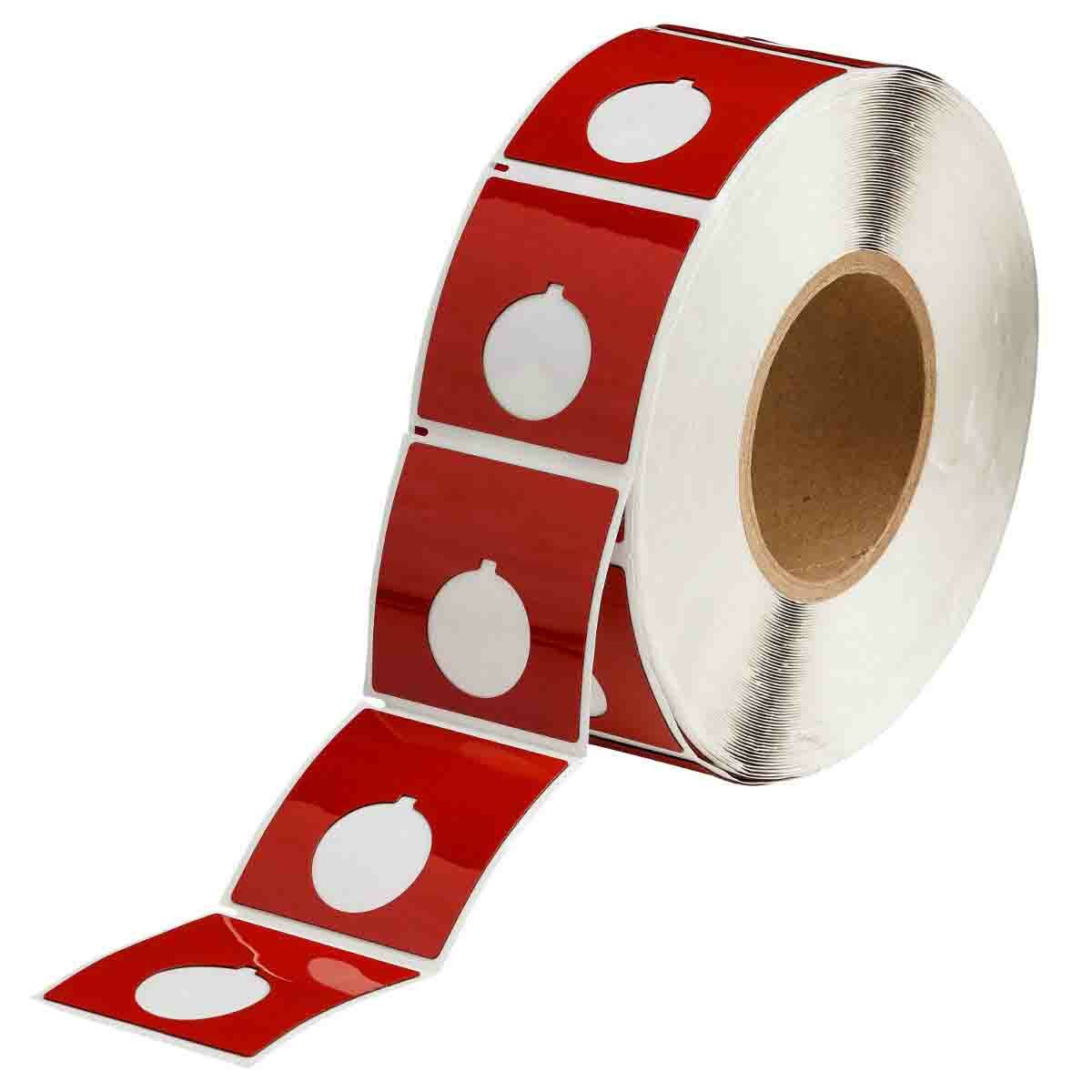 THTEP-170-593-.5RD Square Raised Panel Pushbutton Label, 2.4 in L x 2.4 in W, Colored Blank Legend, Red, B-593 Polyester, 500 per Roll Labels