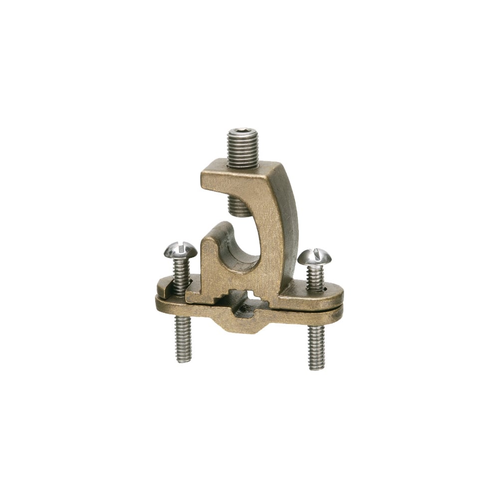 719DB Bare Wire Ground Clamp With Lay-In Lug, Stainless Steel Screw, 8 to 4/0 AWG Conductor, Bronze/Steel