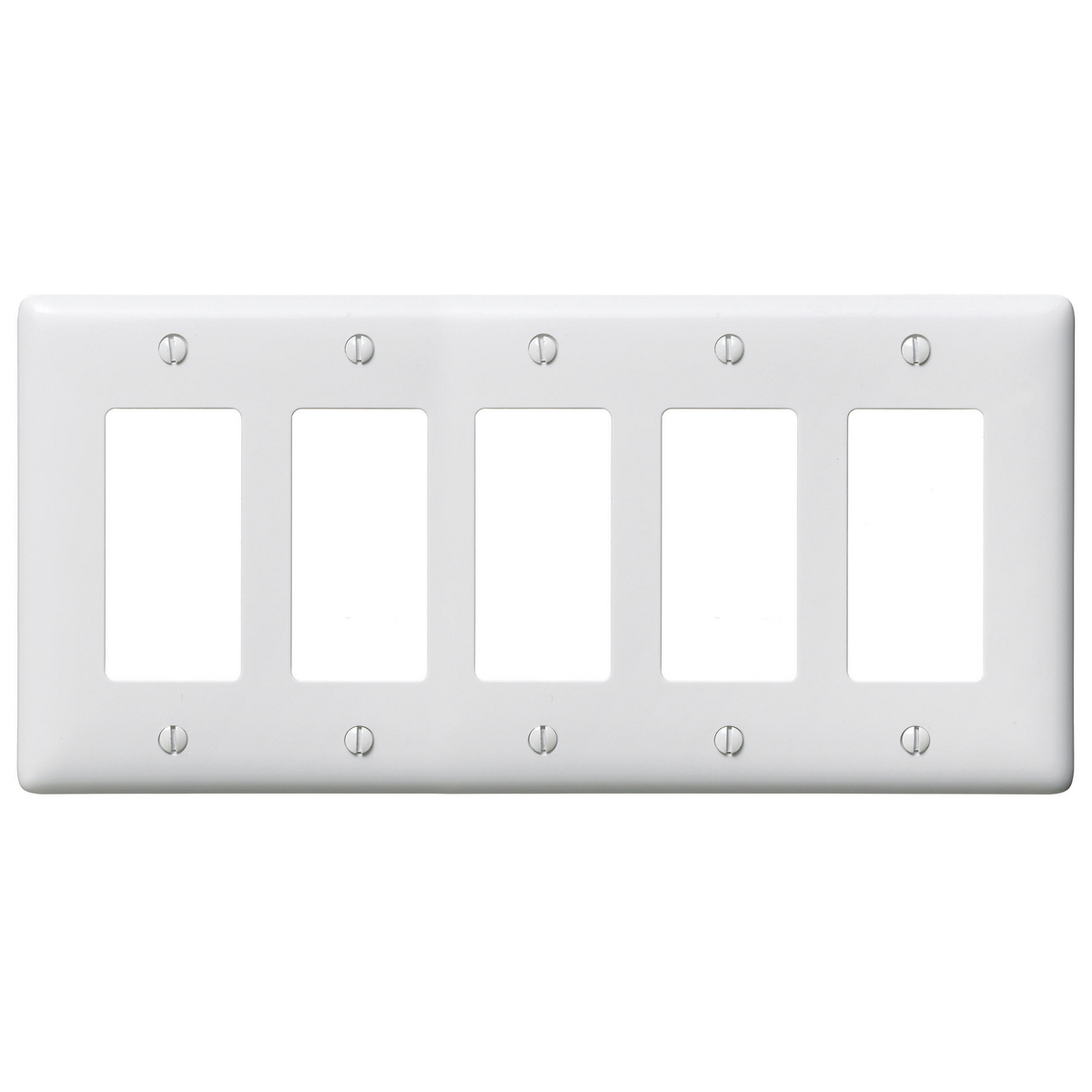 NP265W Standard Decorative Wall Plate, 5 Gangs, 10.12 in W x 4.625 in H, Nylon, White