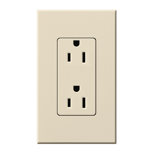 NTR-15-TR-LA Architectural  Tamper-Resistant Duplex Receptacle with Wall Plate, 15 Amp, Matte, Light Almond
