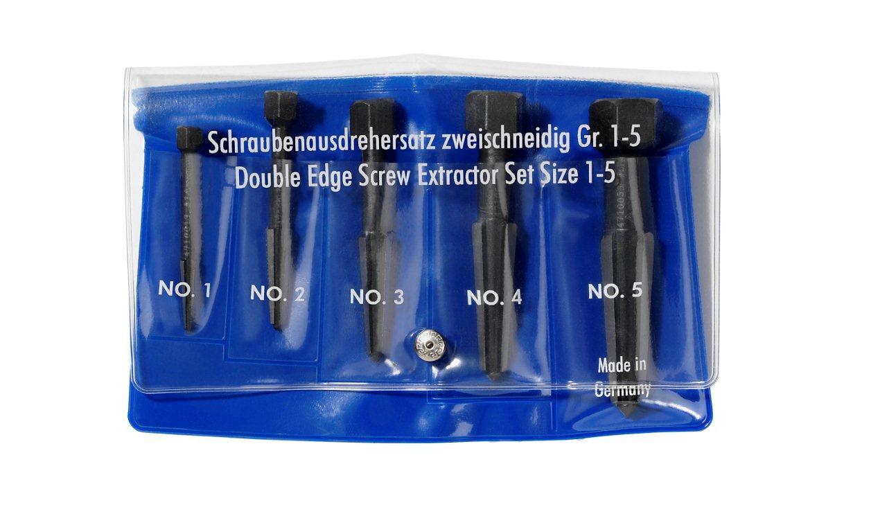 9R 471 900 3 Double Edged Screw Extractor Set, #1 to #5, 5 Pieces, Vanadium Steel