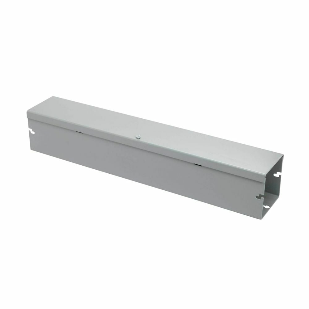 wireway, 4" height, 72" length, 4" width, HS wireway, Thru holes, 23 top knockouts, 23 bottom knockouts, Hinged cover, NEMA 1, Steel, Hinged, ANSI 61 gray, 16 gauge