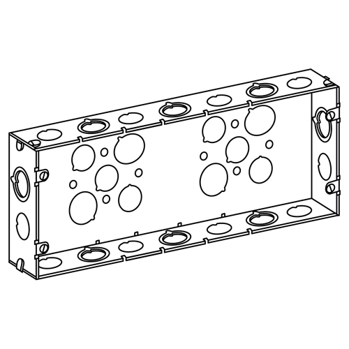 5G5075S Multi-Gang Switch Box, Steel, 94.8 cu-in Capacity, 5 Gangs, 28 Knockouts