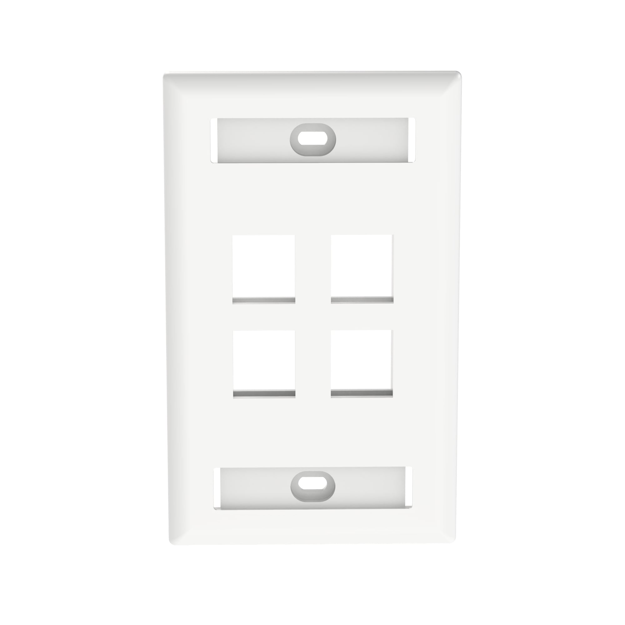 NK4FWHY Flat Face Plate, 1 Gangs, 2-3/4 in W x 4-1/2 in H x 0.45 in D, ABS, White