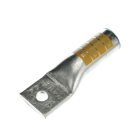 60178 Color-Keyed 1-Hole Non-Insulated Compression Lug, 750 kcmil Aluminum/Copper Conductor, Die Code: 115H, 5/8 in Stud, Aluminum
