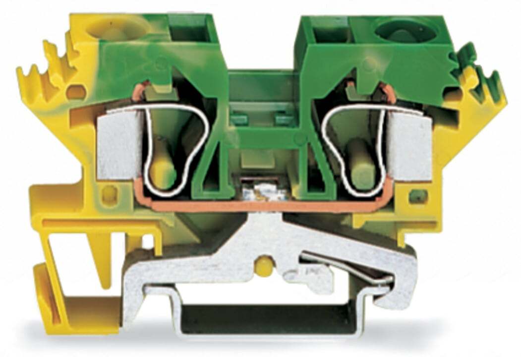 284-607/999-950 Operating Tool Ground Terminal Block, 24 to 8 AWG Wire, 1 Poles, DIN Rail Mount