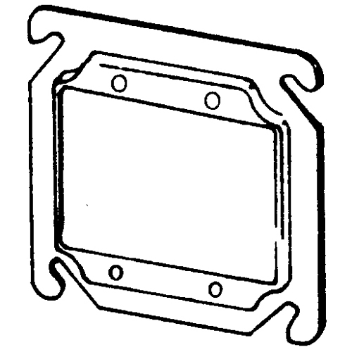 8470B Raised Square Box Cover, 4 in L x 4 in W x 1/4 in D, Steel