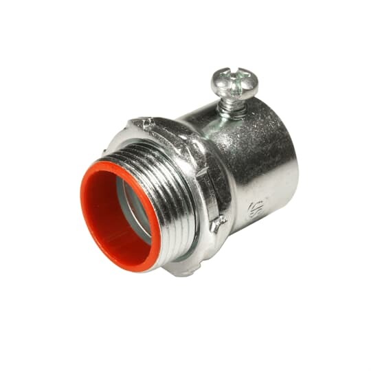 TC725A Steel City Insulated Set Screw Connector, 1-1/2 in Trade, For Use With EMT Conduit, Steel, Zinc Plated