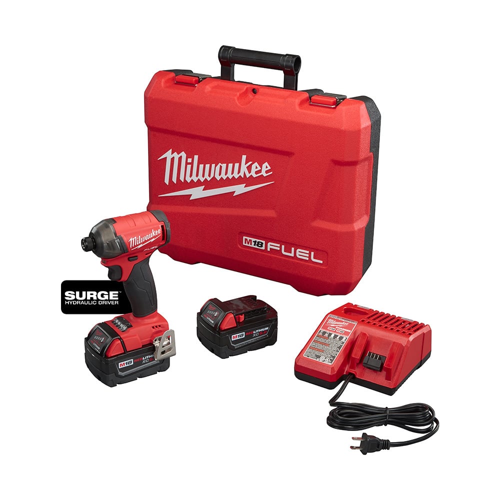 2760-22 M18 Fuel Cordless Impact Driver Kit, 1/4 in Hex/Straight Drive, 4000 bpm, 450 in-lb Torque, 18 V DC, 5 in OAL