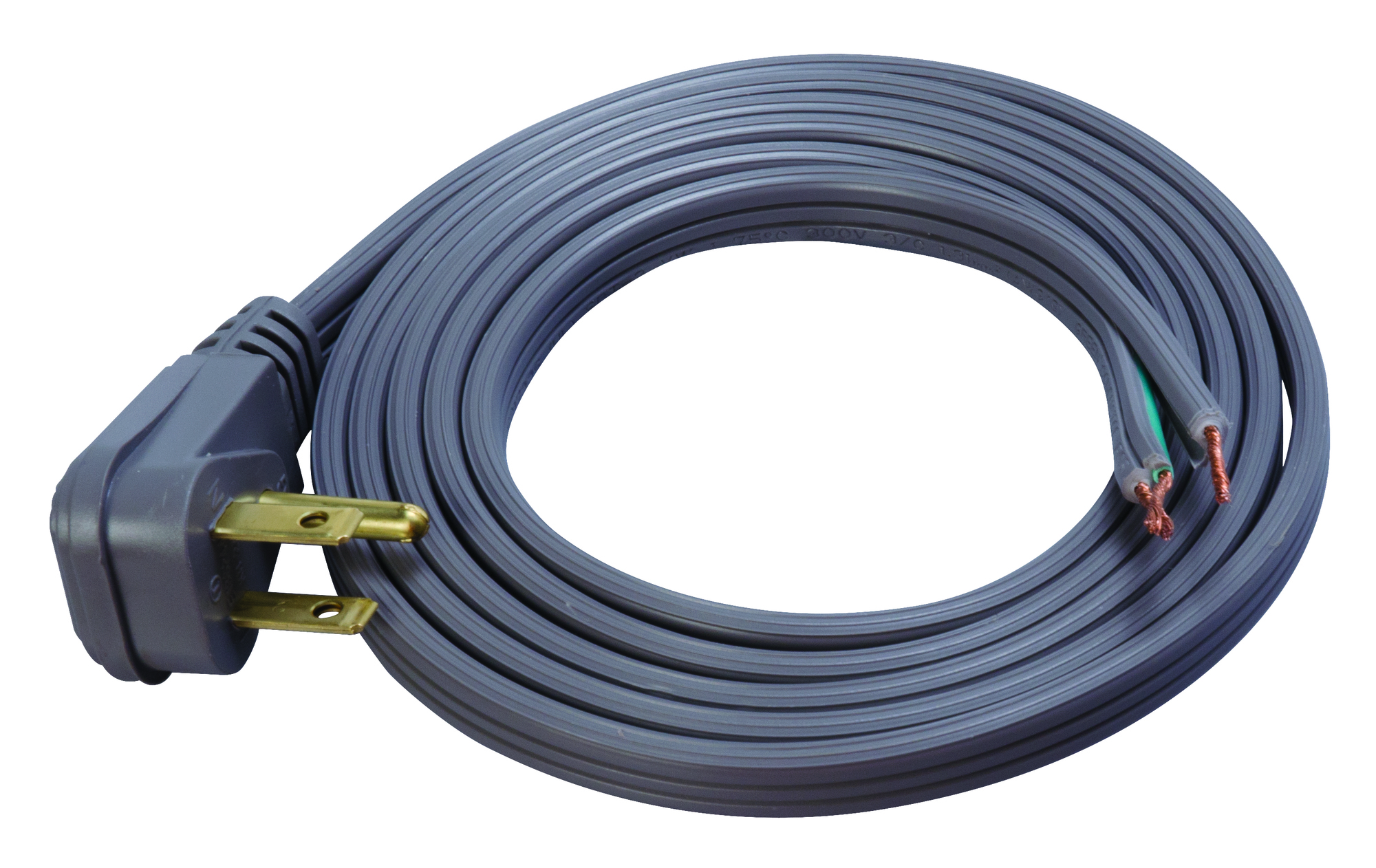 6ft SPT-3 Flat Indoor Replacement Power Supply Cord, Right Angle, 16/3, Gray