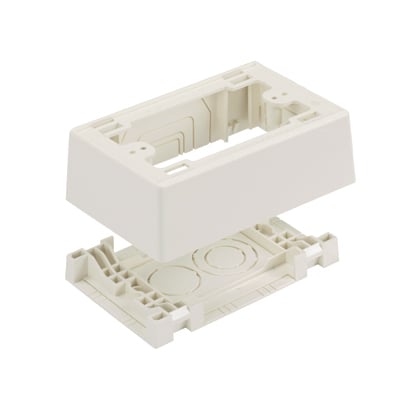 JBP1FSEI 1-Gang Power Rated Outlet Box, 5 in L x 3.26 in W x 1.62 in H, PVC, Electric Ivory