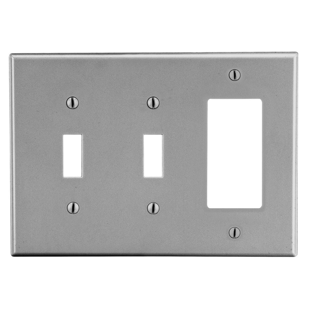 PJ226GY Mid-Size Non-Metallic Wall Plate, 3 Gangs, 6.75 in W x 4.88 in H, Polycarbonate Thermoplastic, Gray