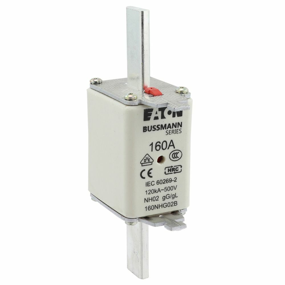 160NHG02B Size 02 Dual Indicator Low Voltage NH Fuse Link, 500 V, 160 A, For Use With Class C gG/gL Fuse, Ceramic
