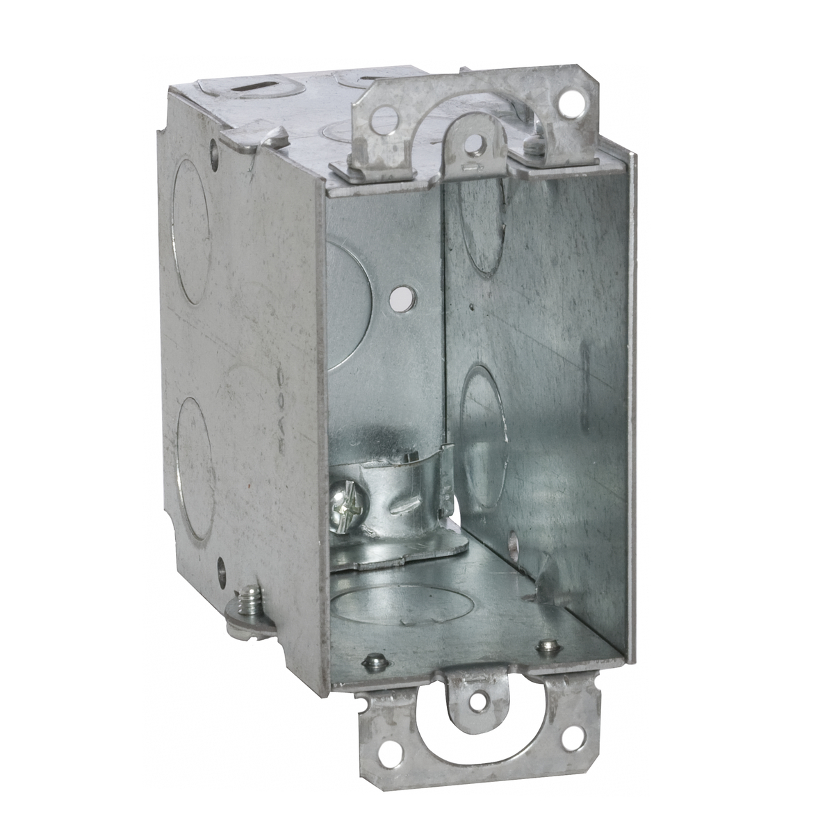 601 Gangable Switch Box, Steel, 18 cu-in Capacity, 1 Gang, 1 Outlet, 11 Knockouts, 2 in H x 4.22 in W x 3.5 in D