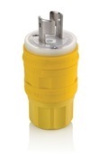 26W07 Wetguard 1-Phase Non-Grounding Watertight Cable Mount Locking Plug, 250 V AC, 20 A, 2 Poles, 2 Wires, Yellow