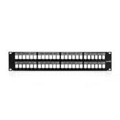 49255-L48 QuickPort 2-RU Flat Unloaded Patch Panel With Magnifying Lens Label Holder, 48 Ports, CAT 6, Steel