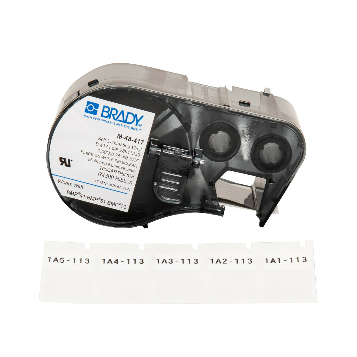 M-48-417 M Die-cut Labels Vinyl Wire Wraps, For Use With BMP 41 Label Printer, BMP 51 Label Printer, BMP 53 Label Printer